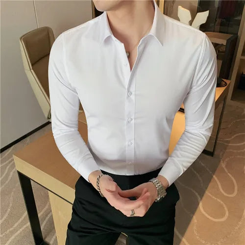 10 Color Summer New Mens Short-sleeved Shirt Cotton Casual Business Shirt Mens Slim Solid Color Formal Shirt Men Clothing 7XL