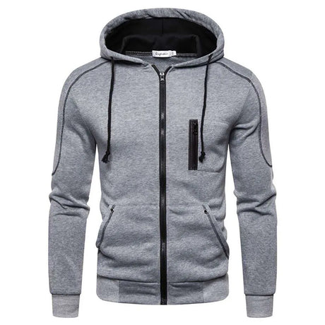 Men's Zip Up Jackets Color Matching Casual Hoodies Running Hiking Sportswear Spring Autumn Fleece Multiple Pockets Sweatshirts