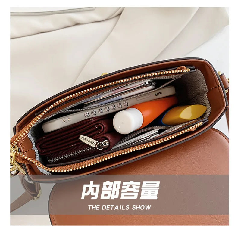 Women Bag 2023 Hot New Fashion Retro Crossbody Bag Luxury Women's Bag Saddle Bag Wide Shoulder Strap Single Shoulder Bag Totes