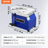 VEVOR 11in Pottery Wheel Ceramic Forming Machine Adjustable 60-300RPM Speed Handle and Foot Pedal Control ABS Detachable Basin