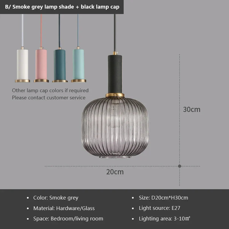 Nordic Retro restaurant colorfull Glass pendant lights Creative living room Lamp Simple bedside lamp LED E27 light