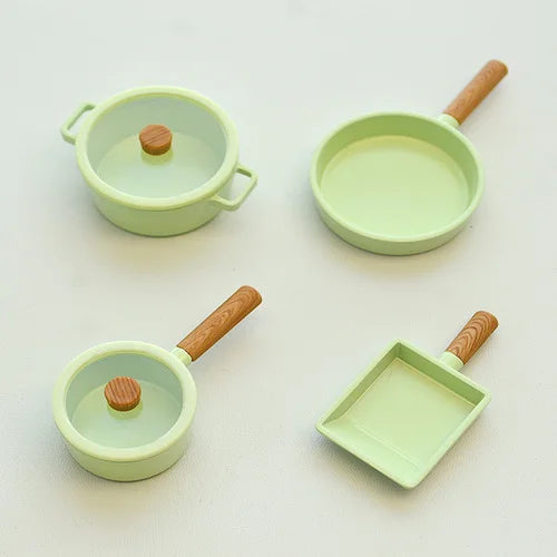 1/6 Dollhouse Miniature Kitchen Mini Frying Pan Soup Pot Simulation Cooking Utensils for Blyth BJD Doll Accessories Toy