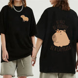 Funny Animals Capybara Cartoon Print T Shirt WomenMen Cotton Plus Size Tops T-shirt Y2k Unisex Fashion Harajuku Tees