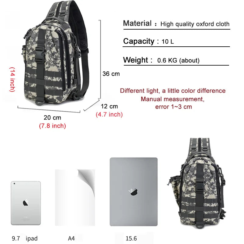 Camouflage Tactical Backpack For Men Multi Functional Outdoor Travel Mountain Rucksack Youth Cycling Chest Bag Male Fishing Bags