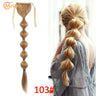 MEIFAN Synthetic Long Hair Lantern Bubble Ponytail Clip in Drawstring Brown Bubble Braids Natural Fake Pony Tail Hair Extensions