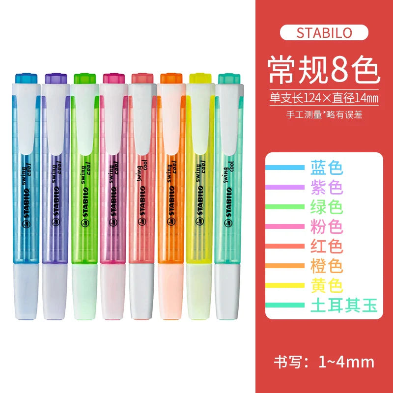 Stabilo Swing Cool Highlighters Pens Mark 1-4mm Pastel Colours for Graffiti Writing Drawing Office and Student Supplies