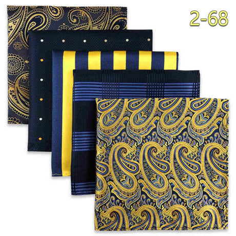 5 Pieces Colorful Assorted Mens Pocket Square Silk Classic Handkerchief Set Gift