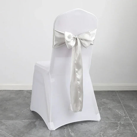 50PCS 17x275cm Rose Gold Satin Chair Sashes Bows Chair Cover Ribbons for Wedding Banquet Party Baby Shower Event Decorations