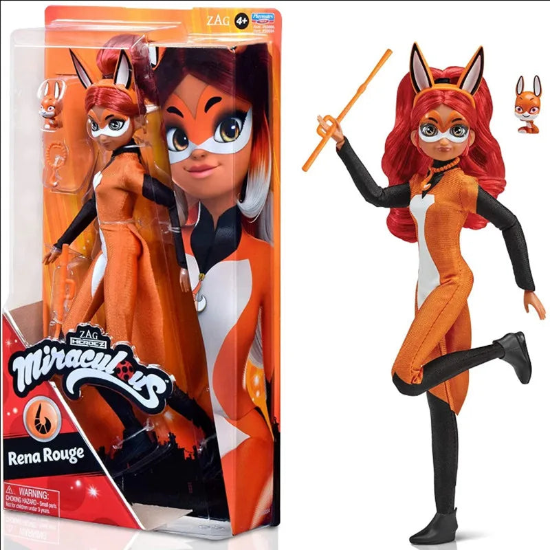 Miraculous 28cm Anime Figure Ladybug Marinette Rena Rouge Cat Noir Action Figure Fashion Doll Model Girl Gift