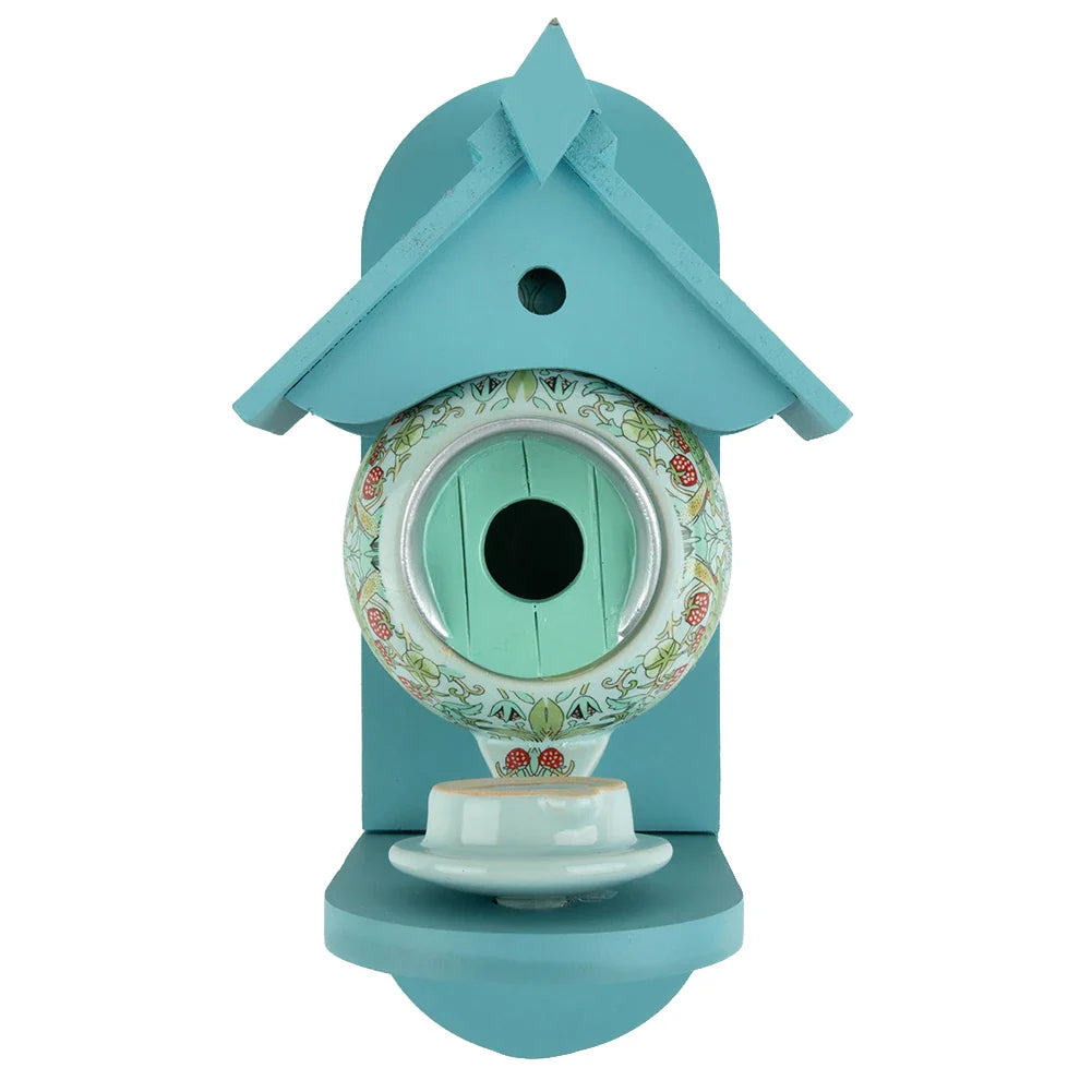 Bird House Feeder Teapot Birdhouses Hanging Hummingbird Feeders Ceramic Resin Teapot Feeder Outdoor Garden Yard Decor