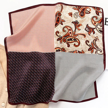 Silk Square Scarf Women 100% Real Luxury Brand Horse Print Neckerchief Female Hair Hand Bag Wrist Foualrd Scarves Bandana