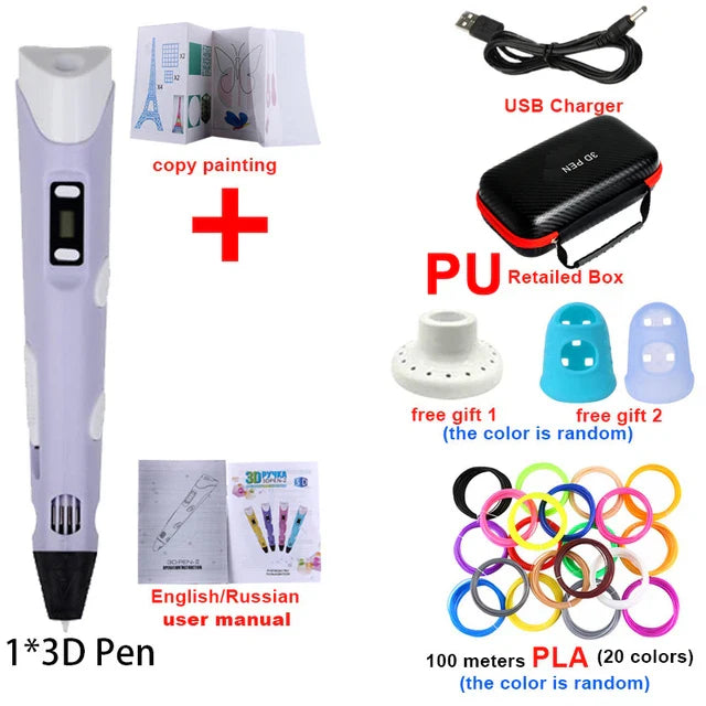 Creative 3D Printing Pen Set with Travel Case & 100M PLA Filament - Perfect DIY Gift for Kids this Christmas!