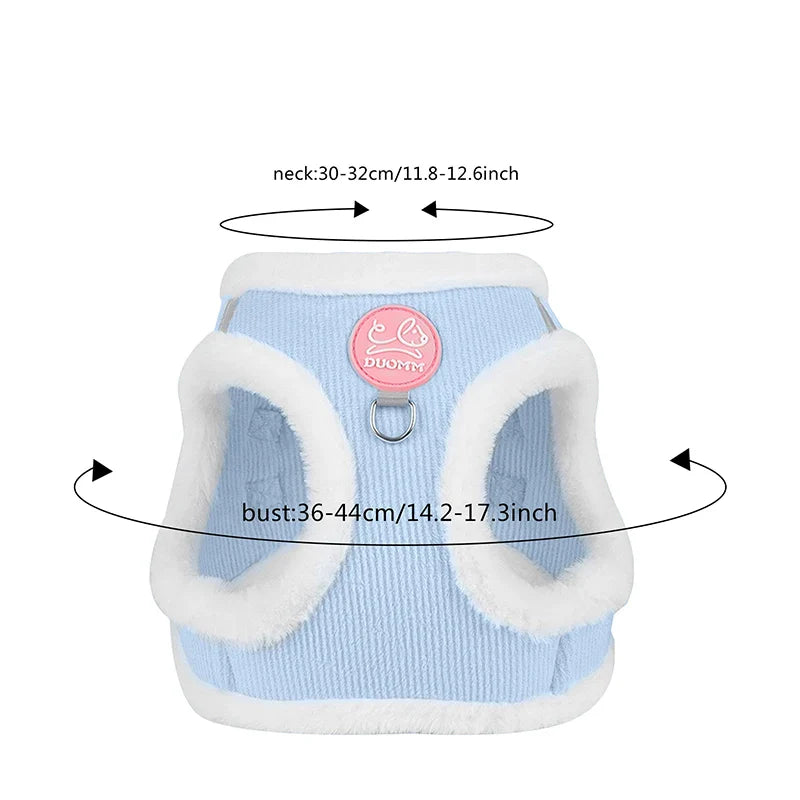 Winter Pet Vest Cute Cat Towing Rope Comfortable Warm Plush Chest Back Towing Rope Dog Rope Reflective Collar Fashion Clothes