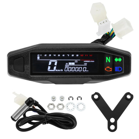 HD Universal Mini RPM Gauge Motorcycle Meter Speedometer Digital Odometer Electric Injection Carburetor Instrument For KR200