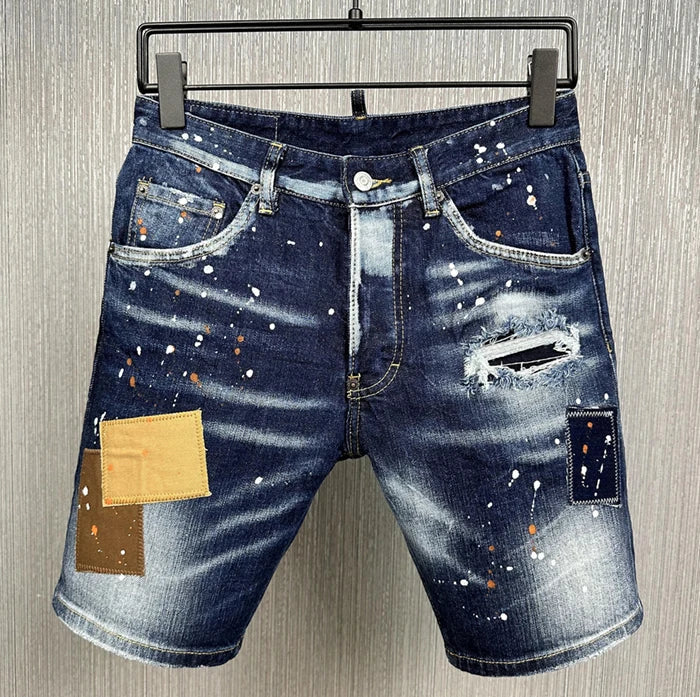 fashion BRAND Men Summer Denim dsq Shorts Print Letter top quality Splatted Paint Beggar Skinny Trousers Slim short jeans dsq2