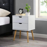 Nightstands Set of 2-Natural Beside Table with Storage Drawer - Midcentury Modern Bedroom Storage Cabinet