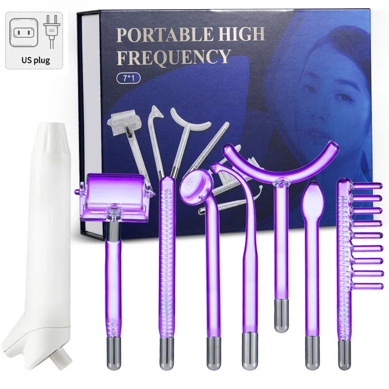 7In1 Apparatus High Frequency Facial Machine For Hair Face Electrotherapy Wand Argon Treatment Acne Skin Care