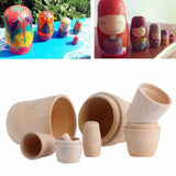 5Pcs Blank Wooden Embryos Russian Nesting Dolls Toy Unpainted Matryoshka Doll DIY Paint Skill Training For  Gifts