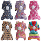 Pet Clothes Flannel Dog Costume Dog Cold Weather Coats Cat Apparel Soft Flannel Puppy Jumpsuit Clothes Pet Four Legged Pajamas