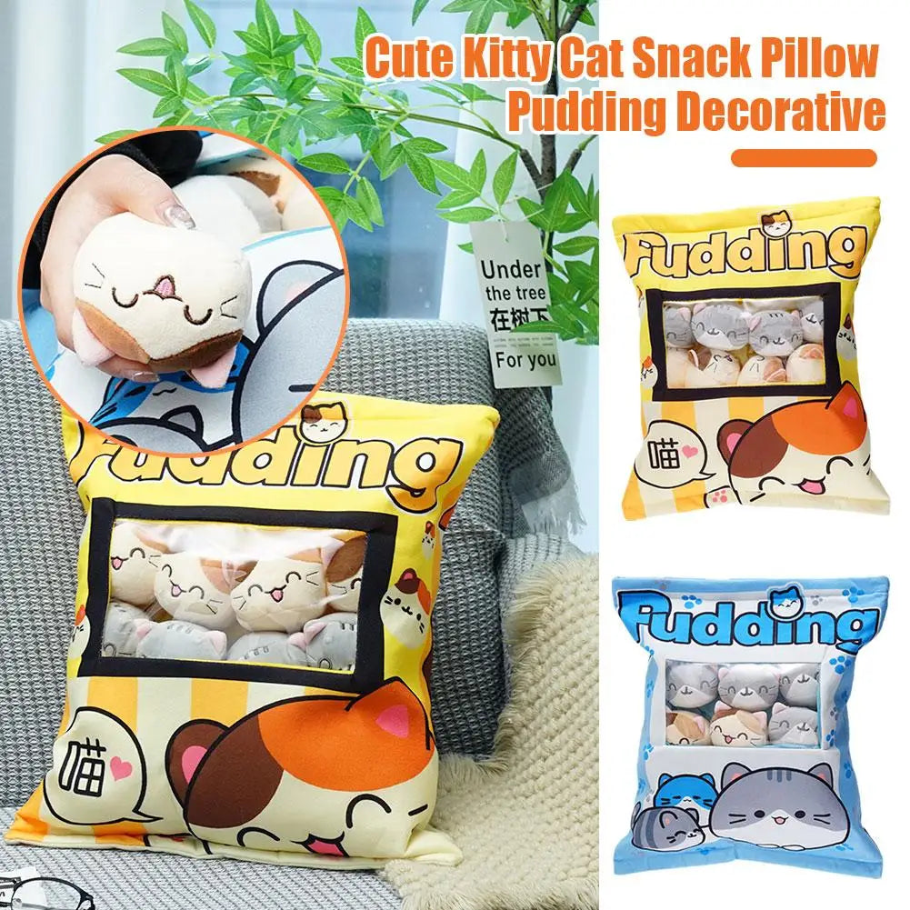 Cute Cat Snack Pillow Pudding Decorative, Stuffed Dolls With Cat Pudding Kawaii Toy Plush Plush Pillow Animal Gifts