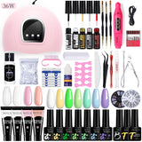 LILYCUTE Manicure Set For Quick Nail Extensions Gel Nail Polish With UV LED Nail Lamp Electric Nail Drill All For Nail Gel Tools