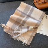 High Quality 100% Wool Scarf Female Fashion Classic Soft Cashmere Muffler Women Warm Thermal Shawl Outside Autumn Winter