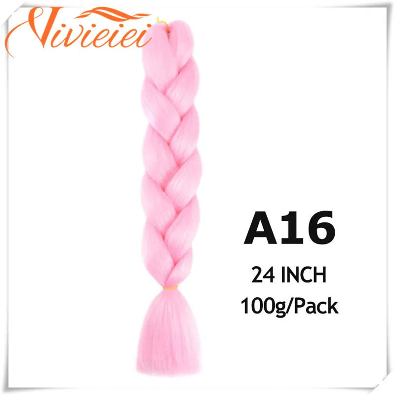 6 Pcs 24” Synthetic Braiding Hair Pink Jumbo Braids Hairstyles Purple Blue Blonde Ombre Hair Extensions For Women 100G/Pack