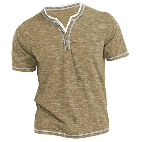 Men's Plain Henley Shirt Round Neck T-shirt Summer Comfortable Cotton Fashion Short Sleeve Casual Street Wear Sports Top Basic