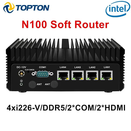 12th Gen Firewall PC Soft Router Intel N100 4x 2.5G i226-V LAN DDR5 2*COM Industrial Fanless Barebone Mini PC Efficient cooling