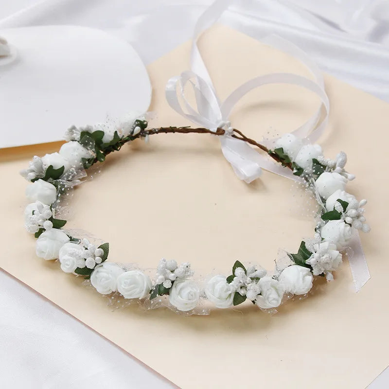 Boho Style Flower Headbands for Women Girls Floral Garland Wreath Tiaras Wedding Crown Hair Accessories Headpieces Jewelry Gifts