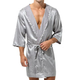 Men's Sleepwear Robe Night Clothes Silk Kimono Bathrobe Men Hooded Szlafrok Pajamas Peignoir Sleeve Ropa Sexy Hombre Man's Gown