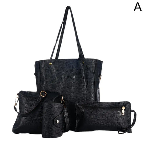 4pcs/set Women Handbag Messenger PU Leather Shoulder Bag Tote Purse Satchel Set PU Leather Women Handbags Wallet Tote Bag Set