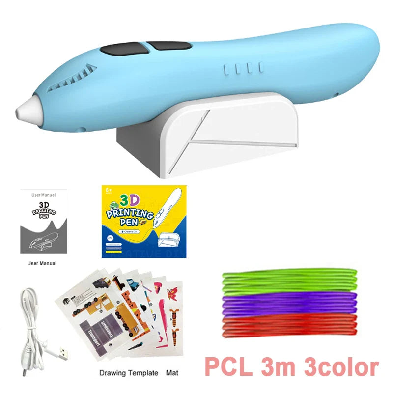 Kids' Safe 3D Printing Pen - Wireless, Low-Temperature, Magnetic Suction DIY Tool for Creative Fun!