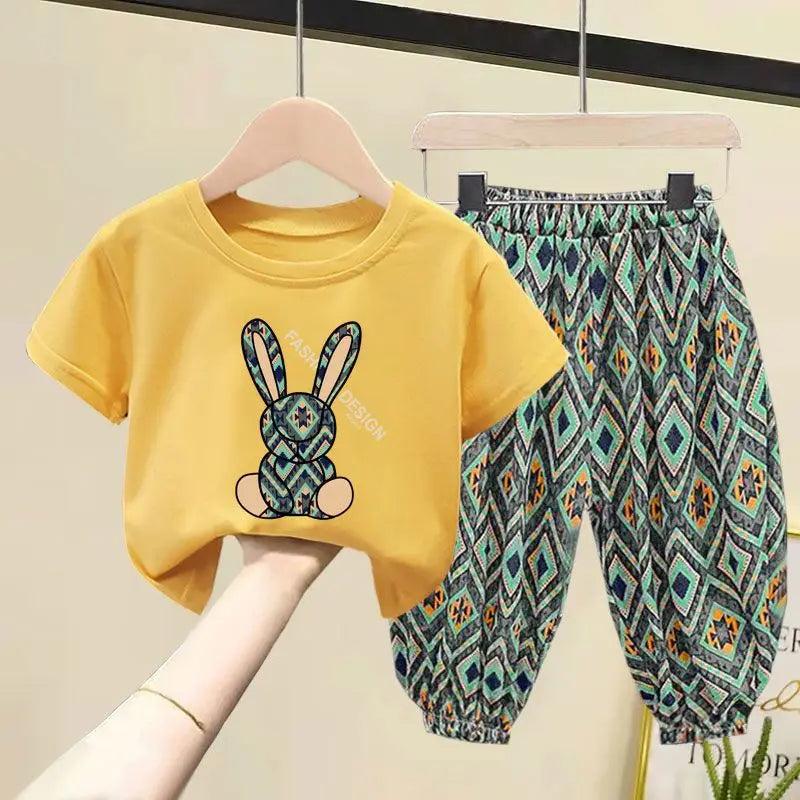 Summer Cotton Children Clothing Set Boy Girl Clothes Suit Baby Sets Tshirt + Pants 2 Piece Toddler Loungewear Soft Tracksuit