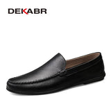 DEKABR Italian Mens Shoes Casual Luxury Brand Summer Men Loafers Split Leather Moccasins Comfy Breathable Slip On Boat Shoes