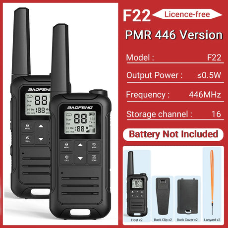 2PCS Baofeng F22 Walkie Talkie Portable Mini Communication Radio Profesional PMR446 /FRS Talkie Walkies Transceiver Radio