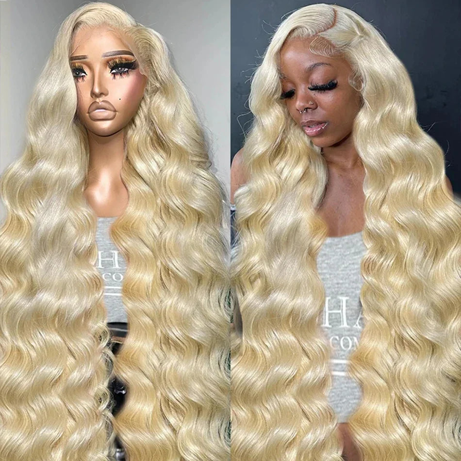 Luvin Brazilian 30 40 Inch 613 Honey Blonde Color 13x6 Lace Front Wigs 250% Body Wave 13x4 Lace Frontal Human Hair Wig For Women