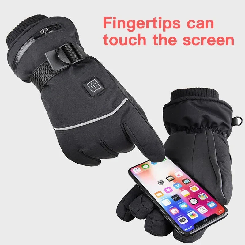 NEW Motorcycle Heated Glove Waterproof Rechargeable Heating Thermal Gloves Heated Motorcycle Gloves Winter Warm Motorcycle Glove