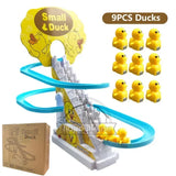 Baby Toys Electric Duck Track Slide Toys Boys Girls Electric Climbing Stairs Toy LED Lights Musical Slide Toys for Children Kids