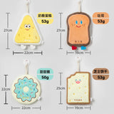 Cute Cartoon Hand Towel Hanging Style Kitchen Hand Wipe Quick Drying Cloth Three-Layer Thickened Coral Velvet Towel Handkerchief