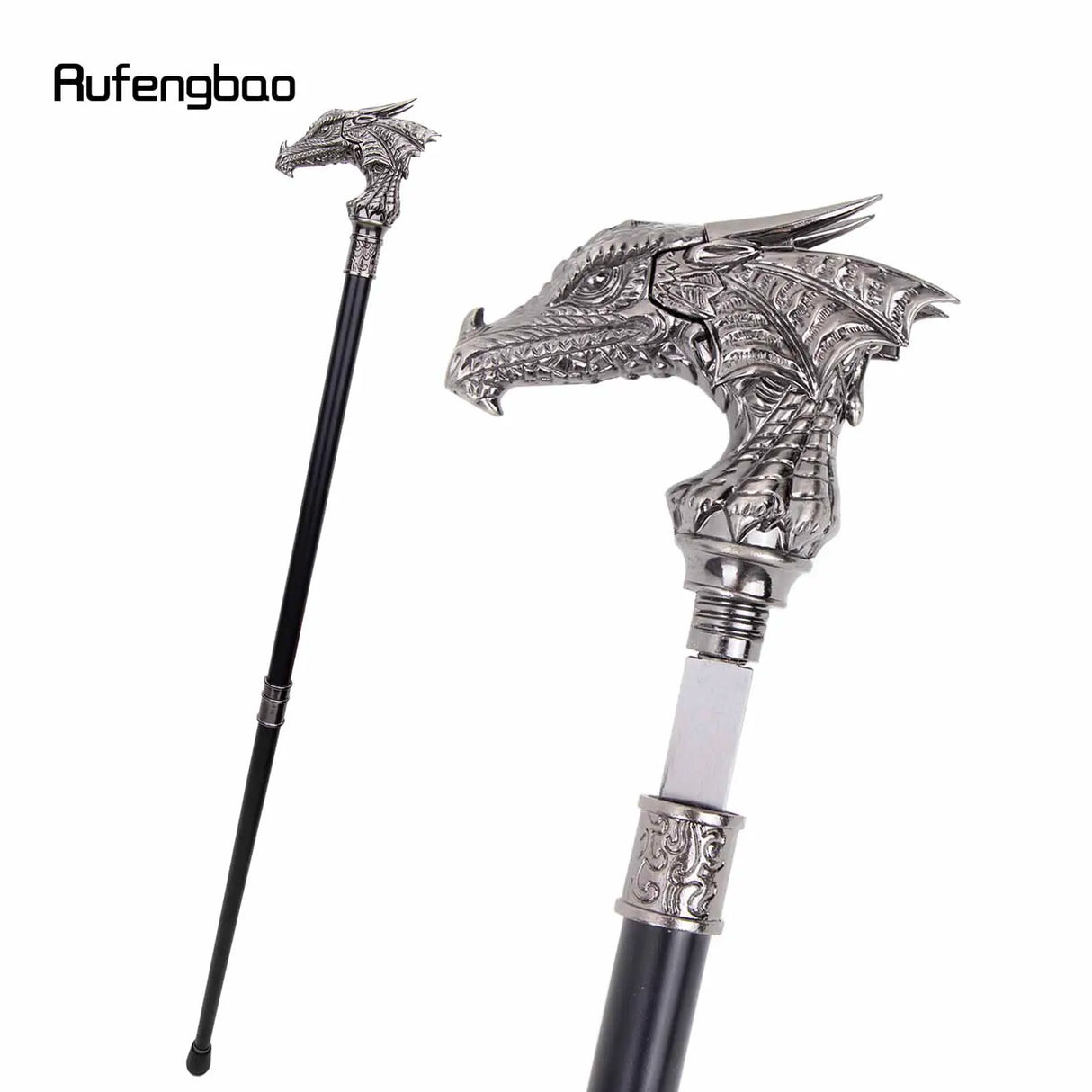 Dragon Head Walking Stick with Hidden Plate Self Defense Fashion Cane Plate Cosplay Crosier Stick 93cm