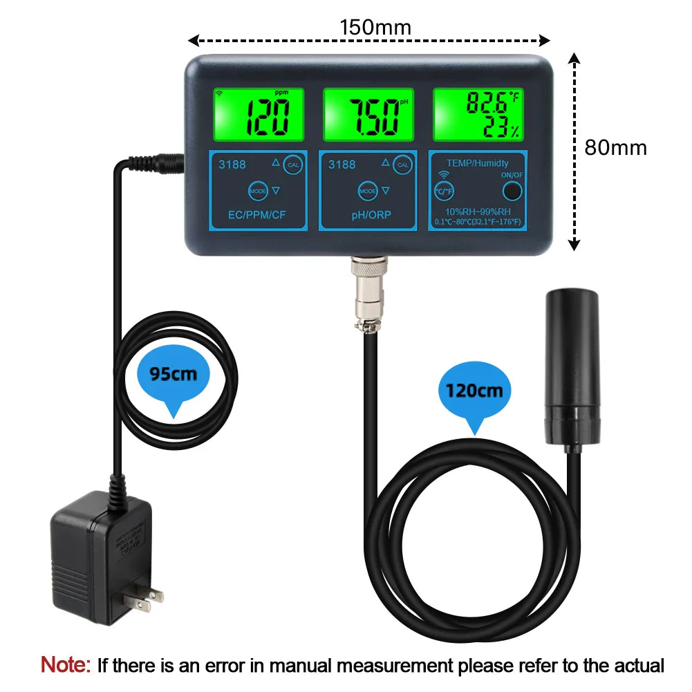 WiFi PH Meter Temp TDS(ppm) EC ORP Water Tester Tuya APP Smart Monitor Digital Analyzer for Aquariums Hydroponics Swimming Pool