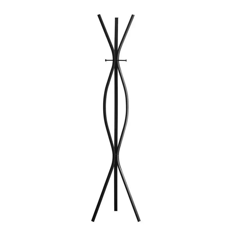 Sleek Black 72" Contemporary Metal Coat Rack for Modern Interiors