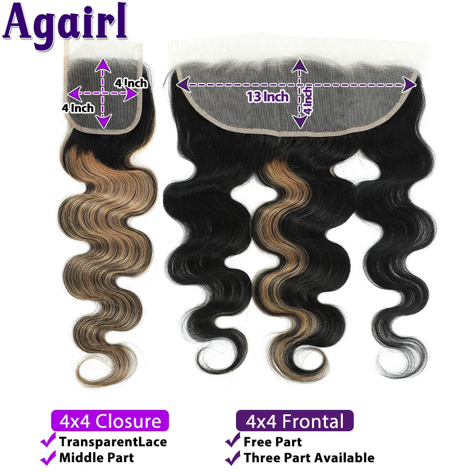 1B/27 Highlights Blonde Body Wave Bundles With Frontal Brazilian Human Hair Bundles With Closure 13X4 Lace Frontal With Bundles