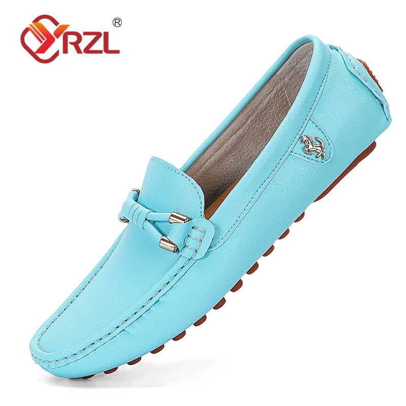 YRZL Loafers Men Handmade Leather Shoes Casual Driving Flats Slip-on Shoes Luxury Comfy Moccasins Shoes for Men Plus Size 37-48