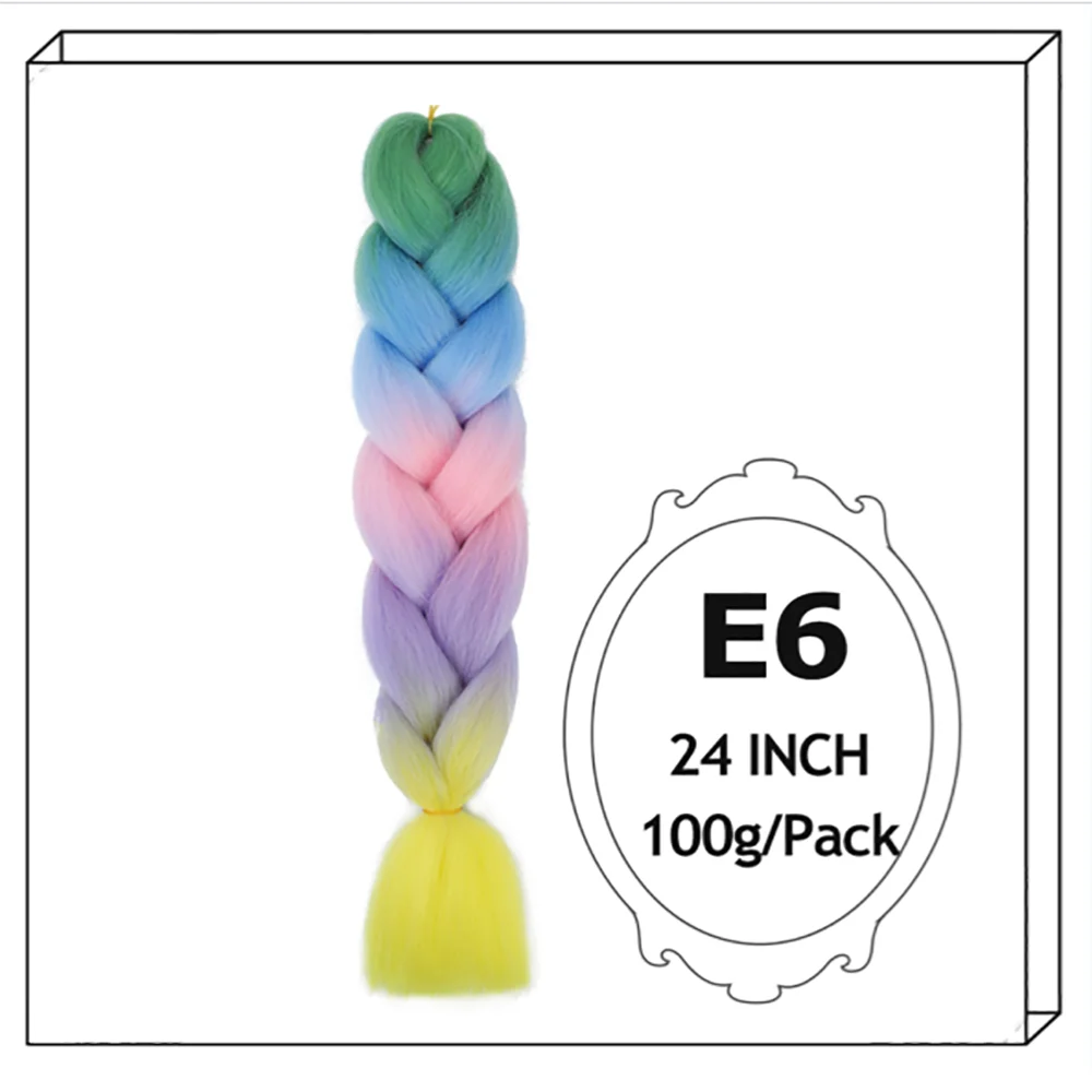 24Inch Synthetic Long Jumbo Ombre Braiding Hair For Women Colorful Braids 100g Rainbow Hair Gray Black Orange Red Yellow Blue