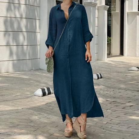 Plus Size  Cotton Linen Long Dress for Women Clothing 2023 Autumn Oversize Vestido Shirt Dress Female Loose White Black Skirt