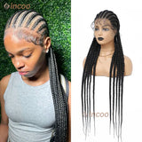 36" Full Lace Braided Wigs Women Jumbo Knotless Braided Wigs for Black Women Cornrow Twisted Braided Wigs Synthetic Wigs Braided