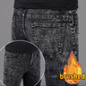 Men's Autumn Winter Korean Style Brushed Denim Fabric Slim Designer Korean Fashion Luxury Skinny Plush Cowboy Snowflake Pants