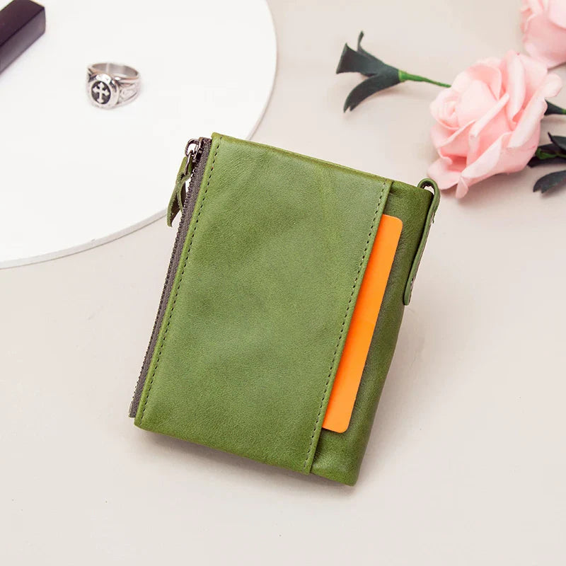 CONTACT'S Genuine Leather Wallets for Women Short Bifold Fashion Women's Purses Card Holder Coin Purse Money Clip Women's Wallet